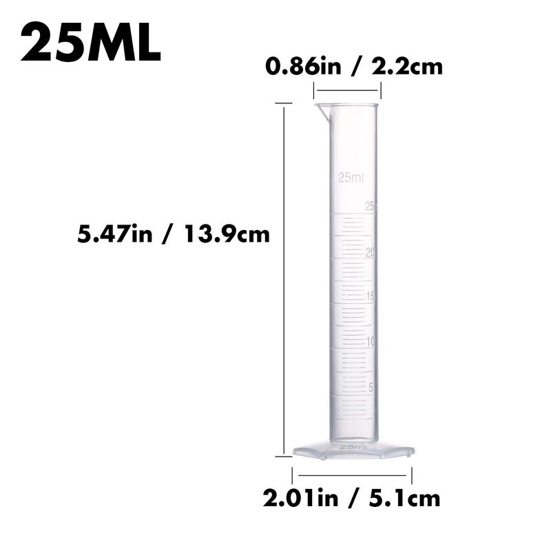 Young4us Measuring Cylinder Set, 4 Sizes Graduated Polypropylene Lab Test Tubes in 100 ml, 50 ml, 25 ml, 10 ml for Laboratory, & Science Experiments with 4 Plastic Droppers in 3 ml - Image 4